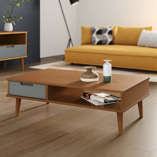 vidaXL Soffbord brun 100x55x31 cm massiv furu