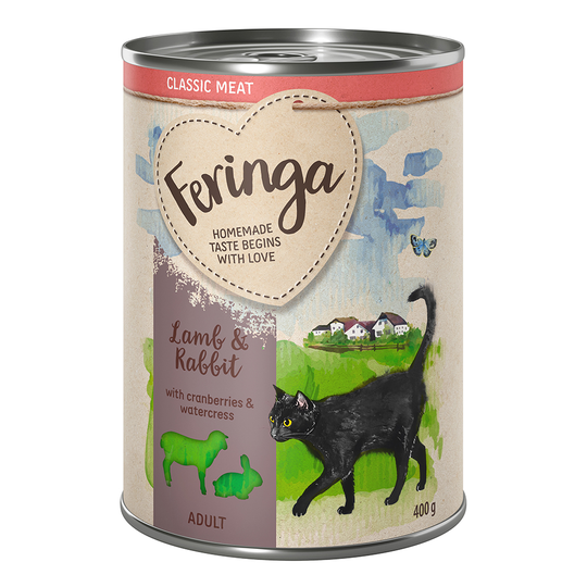 20 + 4 på köpet! 24 x 400 g Feringa Classic Meat Menu - Lamm & kanin