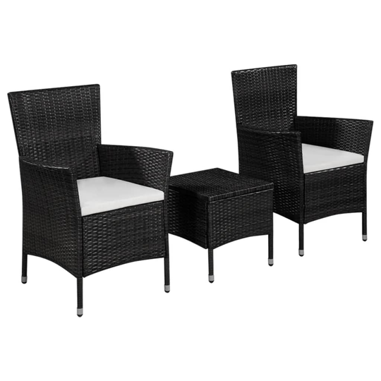 vidaXL Caféset 3 delar konstrotting svart