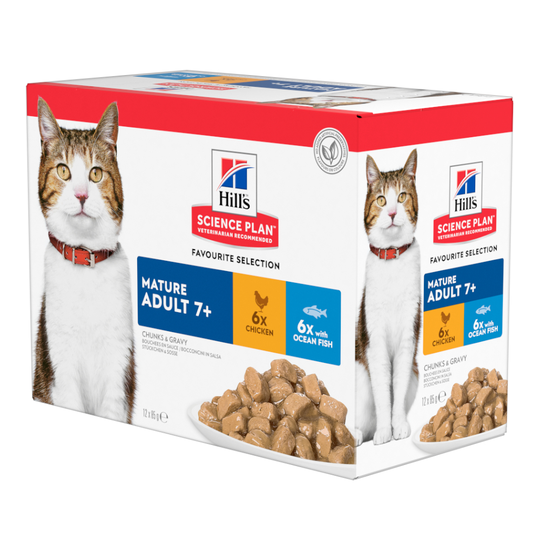 9 + 3 på köpet! 12 x 85 g Hill's Science Plan kattmat - Mature Adult: Fish Selection
