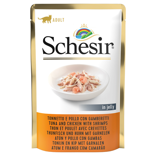 Schesir Jelly Pouch 6 x 85 g - Tonfisk med kyckling & räkor