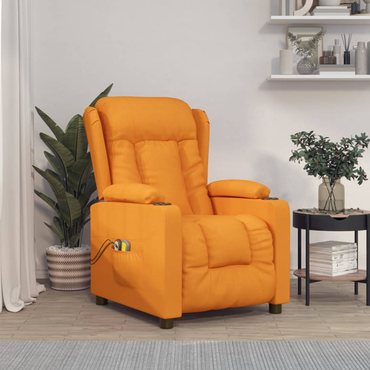 vidaXL Elektrisk massagefåtölj mörkgul tyg