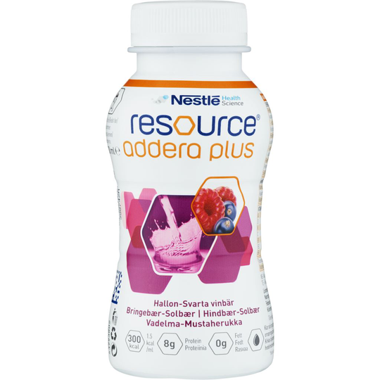 Nestlé Resource Addera Plus Hallon-Svarta vinbär 4 x 200 ml