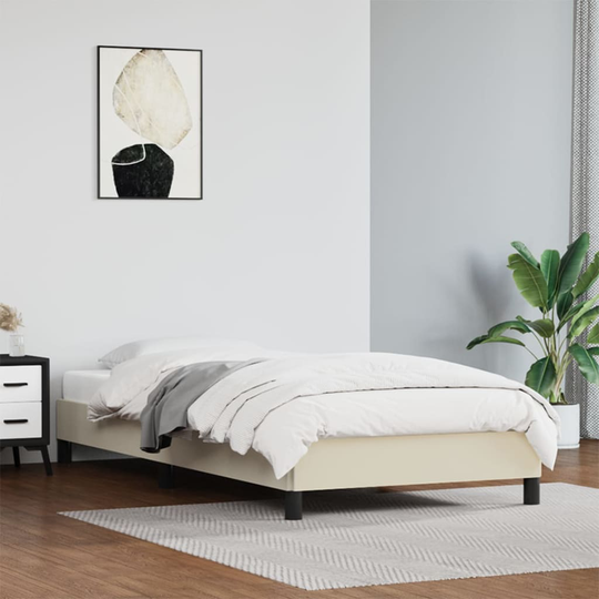 vidaXL Sängram gräddvit 80x200 cm konstläder