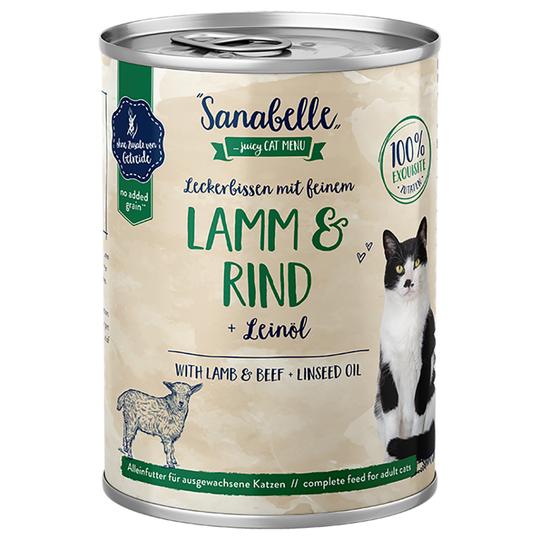 Ekonomipack: Sanabelle All Meat 12 x 400 g Lamm & nötkött
