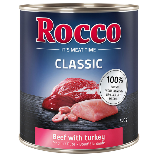 Rocco Classic 12 x 800 g hundfoder Nötkött & kalkon