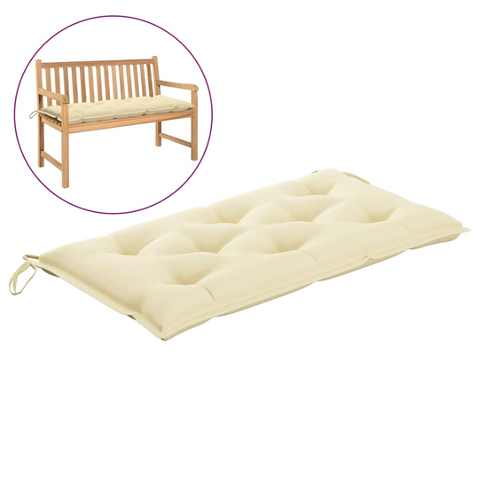 vidaXL Bänkdyna för trädgården gräddvit 110x50x7 cm tyg