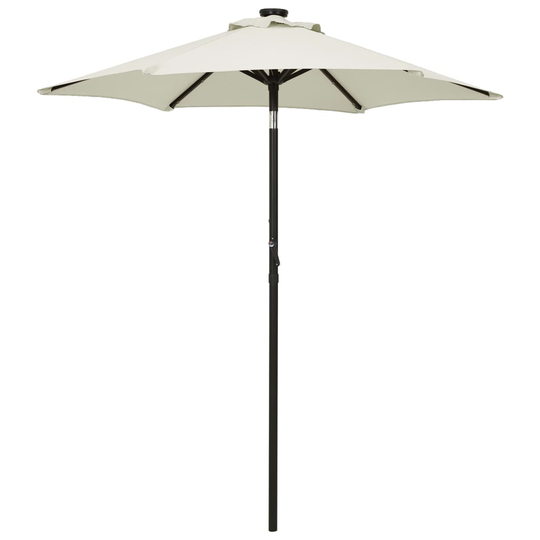 vidaXL Parasoll med LED-lampor sandvit 200x211 cm aluminium