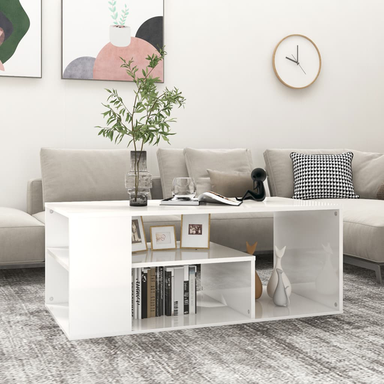 vidaXL Soffbord vit högglans 100x50x40 cm spånskiva