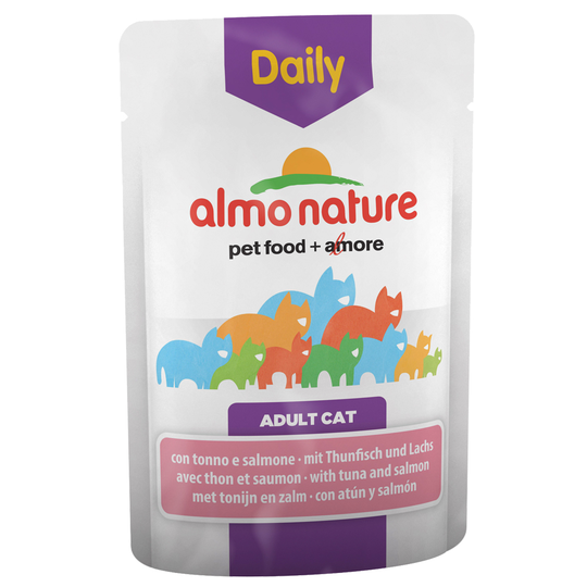 Ekonomipack: Almo Nature Daily Menu Pouch 12 x 70 g - Blandpack med lax