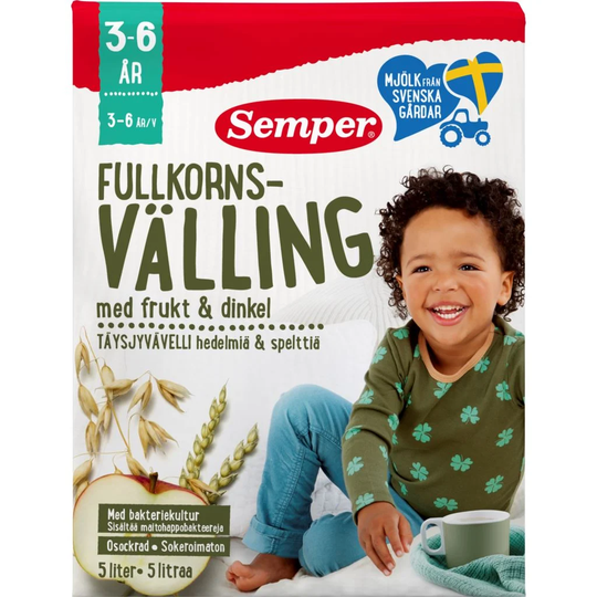 Semper Fullkornsvälling frukt & dinkel 3 år 5 liter 725 g