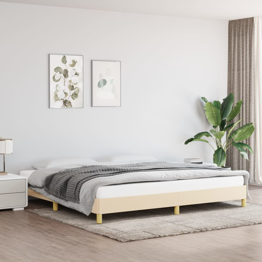 vidaXL Sängram gräddvit 200x200 cm tyg