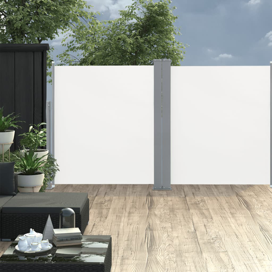 vidaXL Infällbar sidomarkis dubbel 170x600 cm gräddvit