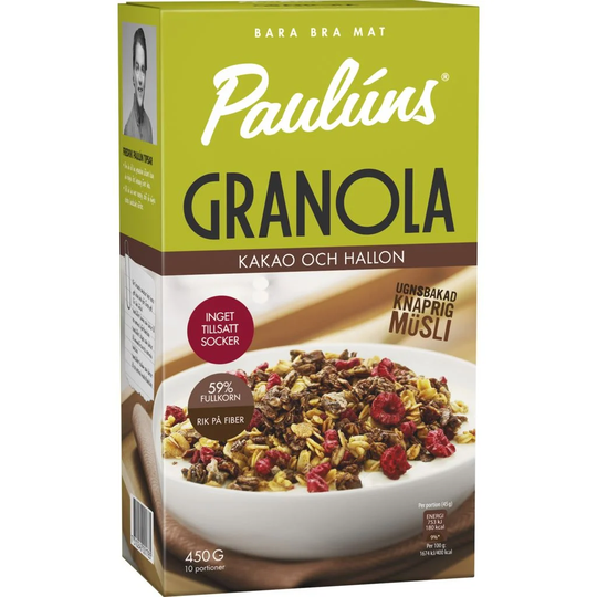 Paulúns Granola Kakao & Hallon 450 g