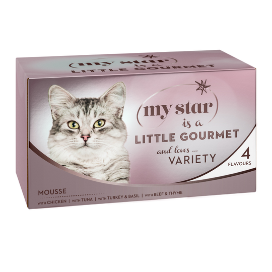 Provpack: 4 x 85 g My Star Mousse Gourmet 4 sorter - Blandpack (4 sorter)