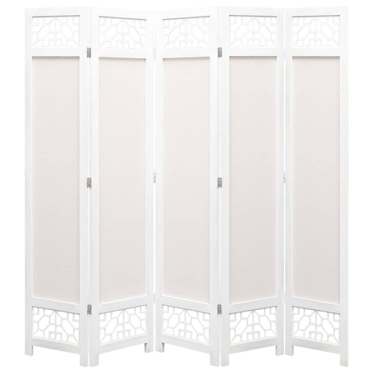 vidaXL Rumsavdelare 5 paneler gräddvit 175x165 cm tyg