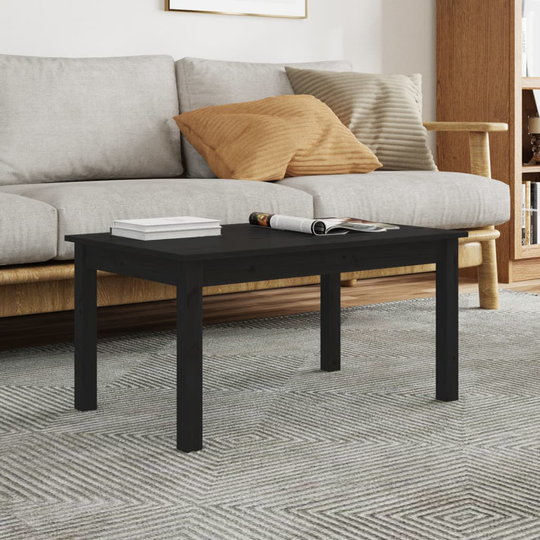 vidaXL Soffbord svart 80x50x40 cm massivt furu