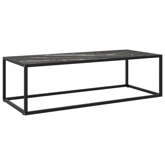 vidaXL Soffbord svart med svart marmor glas 120x50x35 cm