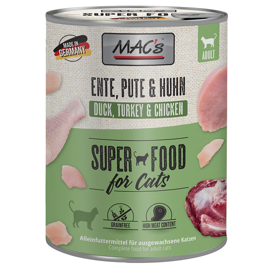 Ekonomipack: MAC's Cat våtfoder 12 x 800 g - Anka, kalkon & kyckling