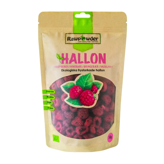 Rawpowder Hallon hela frystorkade, 50g ekologisk