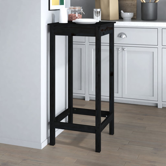 vidaXL Barbord svart 50x50x110 cm massivt furuträ
