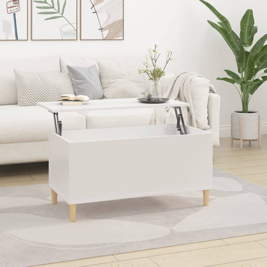 vidaXL Soffbord vit högglans 90x44,5x45 cm konstruerat trä