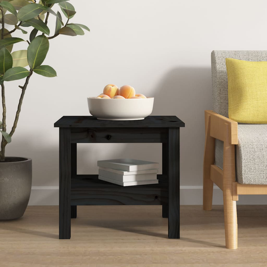 vidaXL Soffbord svart 45x45x40 cm massivt furu