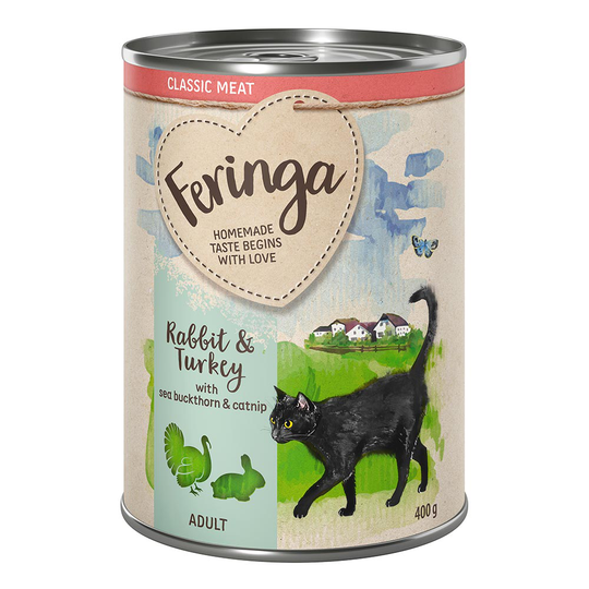 20 + 4 på köpet! 24 x 400 g Feringa Classic Meat Menu - Kanin & kalkon