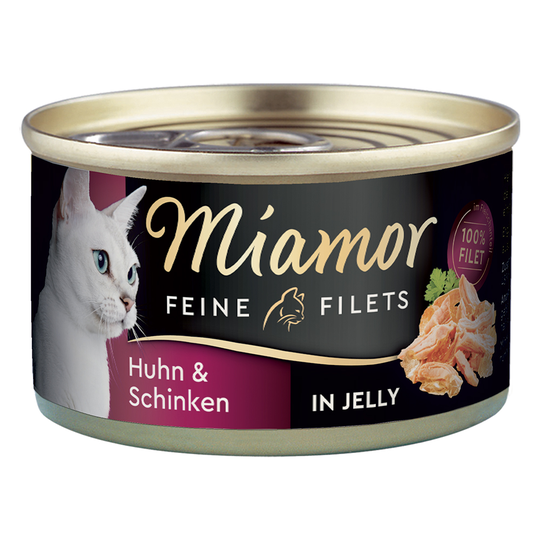 Ekonomipack: Miamor Fine Filets 24 x 100 g - Kyckling & skinka i gelé