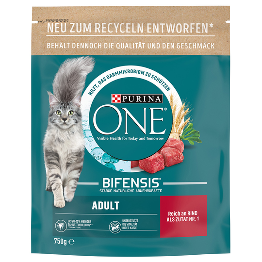 Purina ONE Adult Nötkött & fullkorn - Ekonomipack: 3 x 750 g