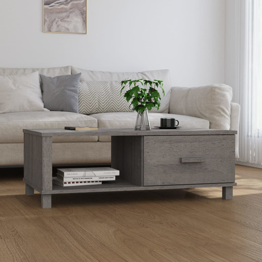 vidaXL Soffbord ljusgrå 100x55x35 cm massiv furu