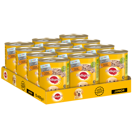 Pedigree Junior Classic 12 x 400 g - Fjäderfä & ris