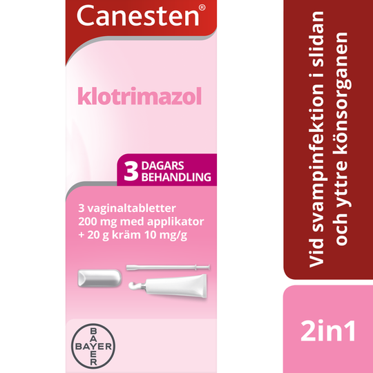 Canesten 3 vaginaltabletter 200 mg + 20 g kräm 1%