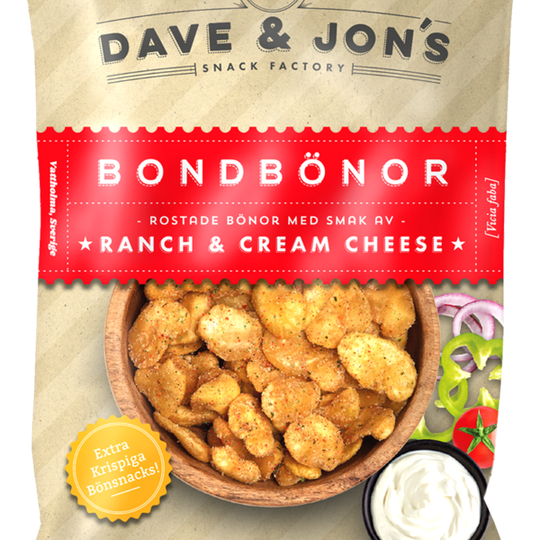 Dave & Jon´s Rostade Bondbönor Ranch & Cream Cheese 100 g