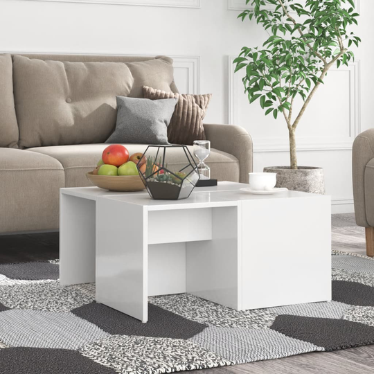vidaXL Soffbord 4 st vit högglans 33x33x33 cm spånskiva