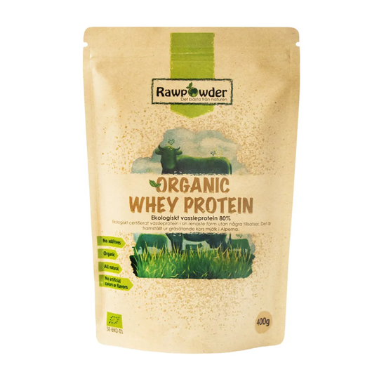 Rawpowder Organic Whey Protein 80% vassle, 400g pulver ekologisk