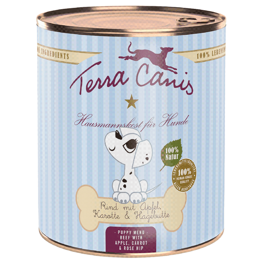Terra Canis valpmeny 6 x 800 g - Nötkött med äpple, morötter & nypon