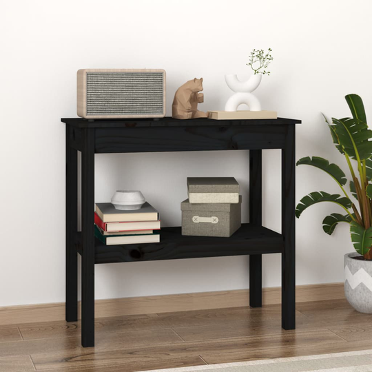vidaXL Konsolbord svart 80x40x75 cm massiv furu