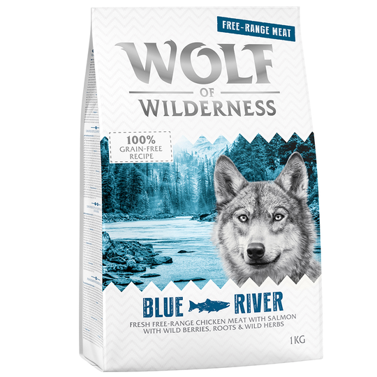 2 x 1 kg till sparpris! Wolf of Wilderness hundfoder - Adult Classic Free Range Blue River Chicken & Salmon