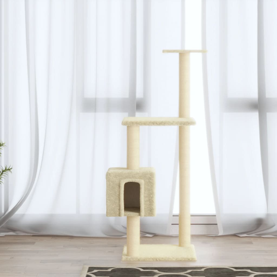vidaXL Klösträd med klöspelare i sisal gräddvit 104 cm