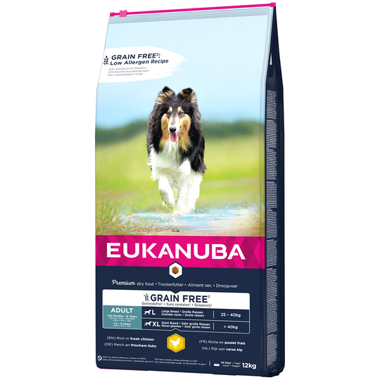 Eukanuba Grain Free Adult Large Breed Chicken - Ekonomipack: 2 x 12 kg