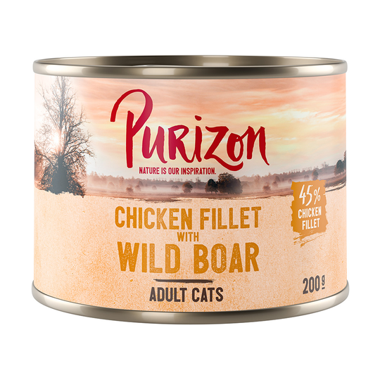 Ekonomipack: Purizon Adult - Grain Free 24 x 200 g - Kycklingfilé & vildsvin
