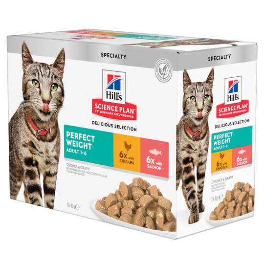 9 + 3 på köpet! 12 x 85 g Hill's Science Plan kattmat - Adult Perfect Weight