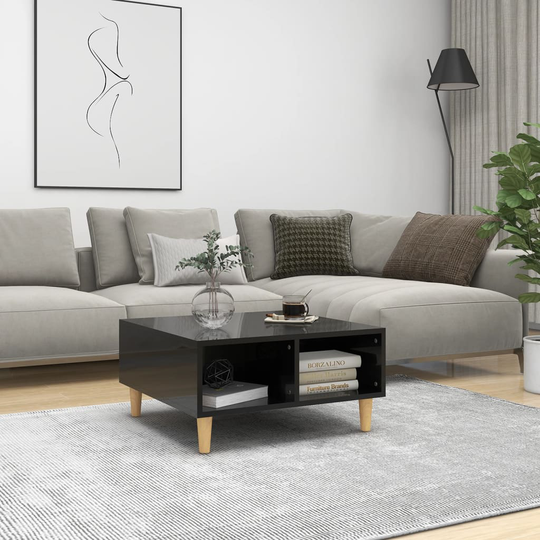 vidaXL Soffbord svart högglans 60x60x30 cm spånskiva