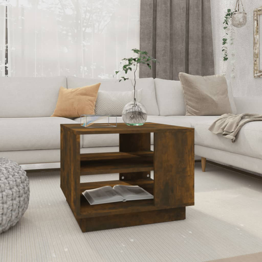 vidaXL Soffbord rökfärgad ek 55x55x43 cm spånskiva