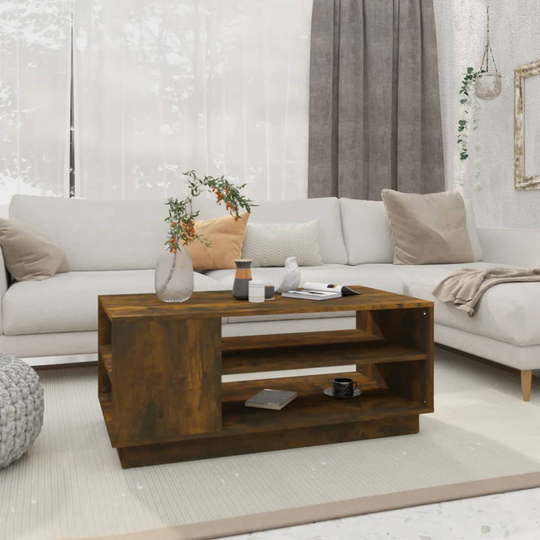 vidaXL Soffbord rökfärgad ek 102x55x43 cm spånskiva