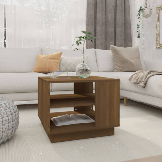 vidaXL Soffbord brun ek 55x55x43 cm spånskiva
