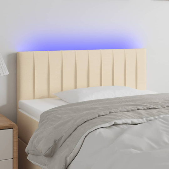 vidaXL Huvudgavel LED gräddvit 80x5x78/88 cm tyg