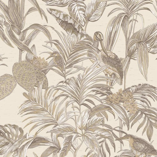 DUTCH WALLCOVERINGS Tapet Bird-of-Paradise gräddvit