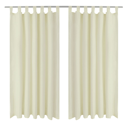 vidaXL 2-pack gardiner med öglor i gräddvit microsatin 140 x 175 cm